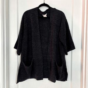 Coyuchi Organic cotton Arroyo Kimono ribbed Open Cardigan charcoal gray size S